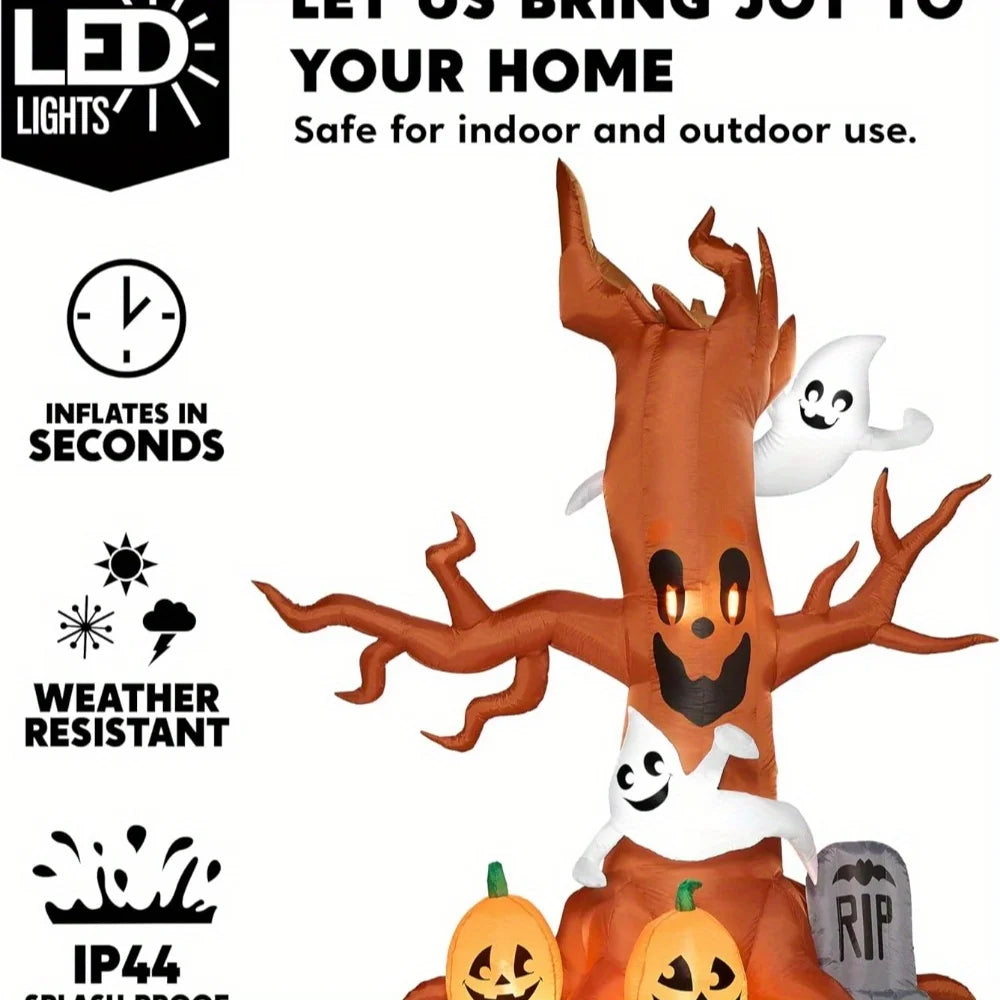 Halloween Inflatable Scary Tree With Ghosts And LED Yard Decor