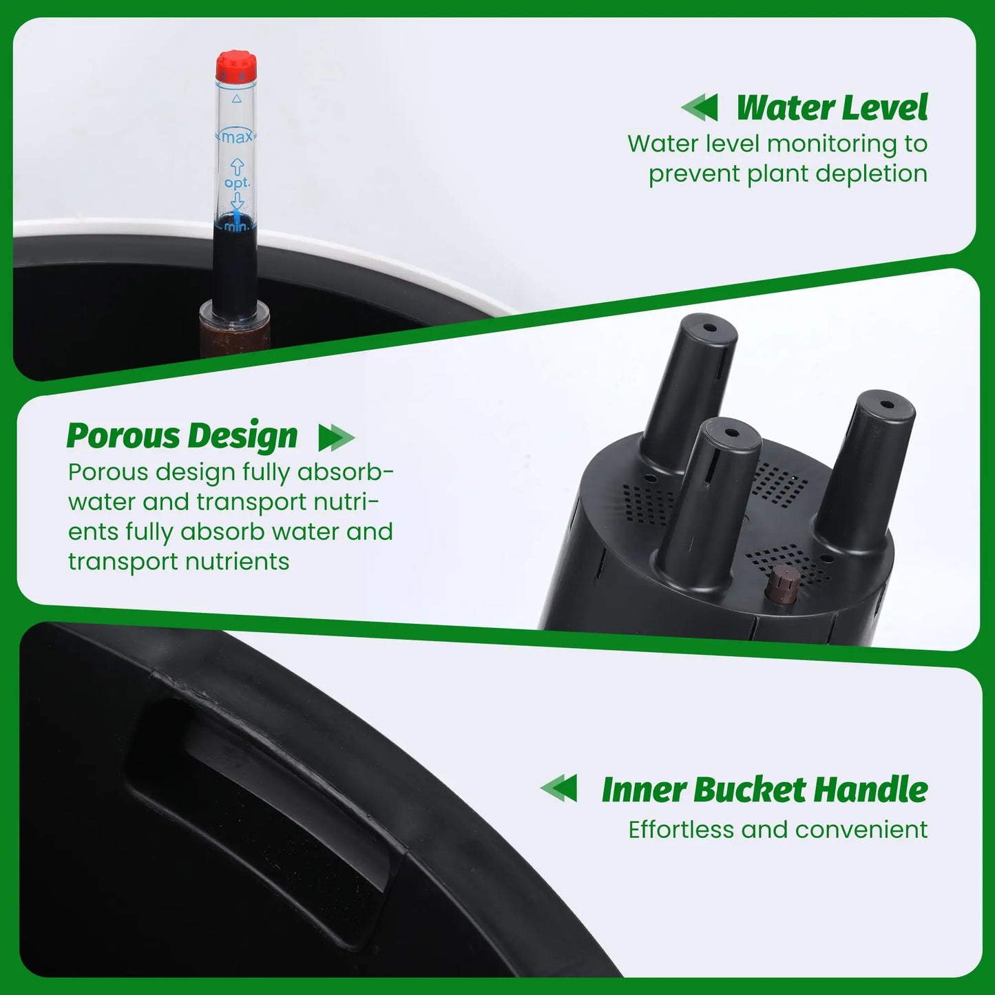 HiMISS Self Watering Planters Two Pack With Water Level Indicator