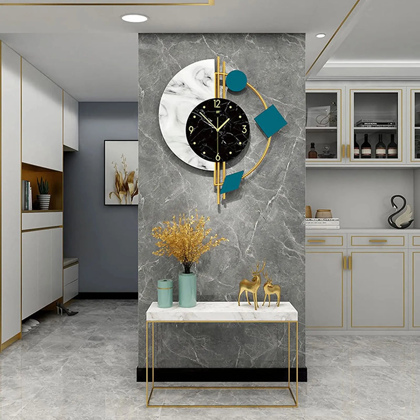 Marble Nordic Style Wall Clock Silent Battery Operated