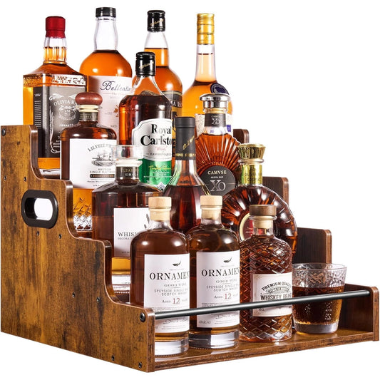 Liquor Bottle Display Shelf 4Tier Countertop Rack For Home Bar