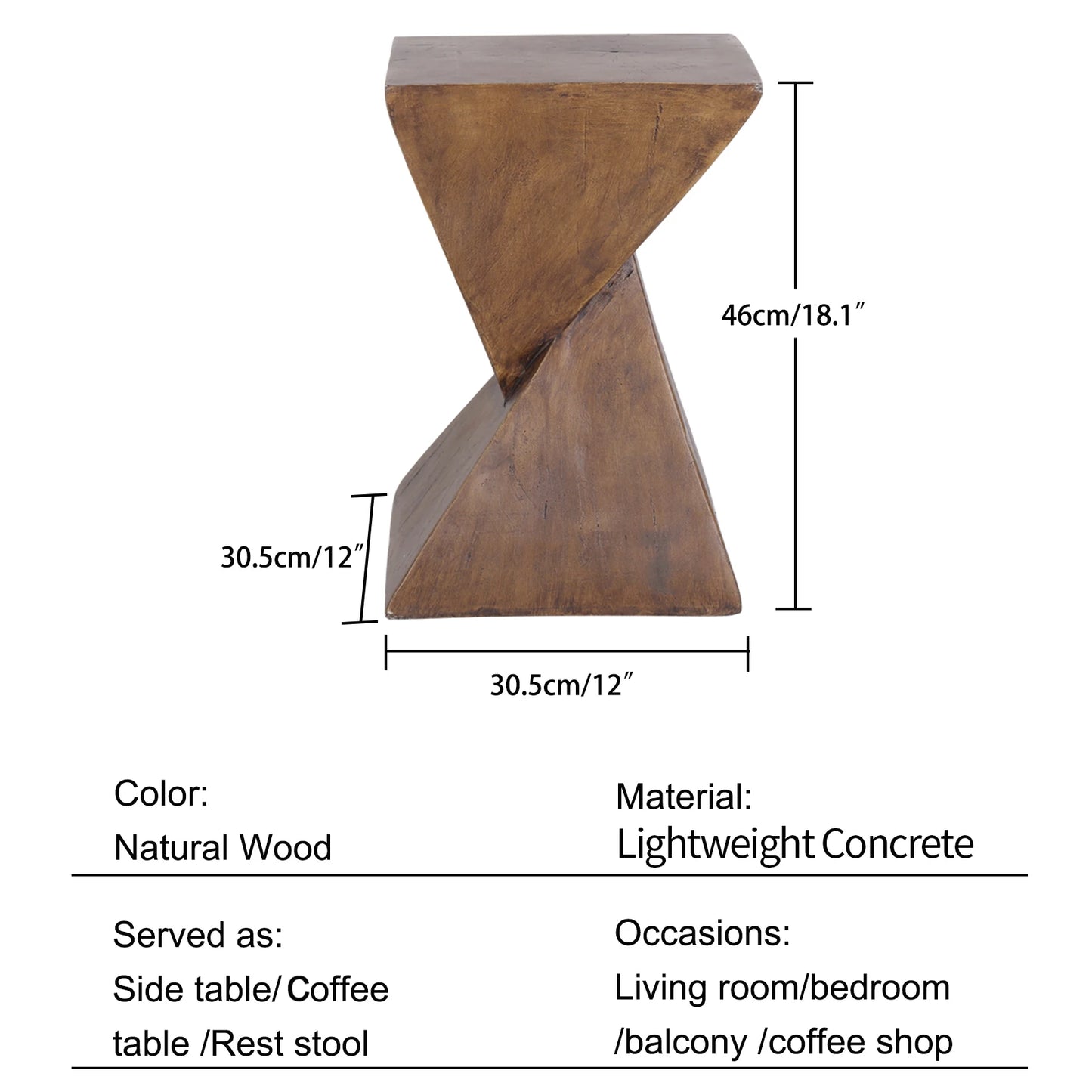 Lightweight Concrete Accent Table Modern Geometric Side Table Indoor Outdoor