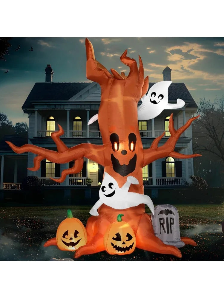 Halloween Inflatable Scary Tree With Ghosts And LED Yard Decor