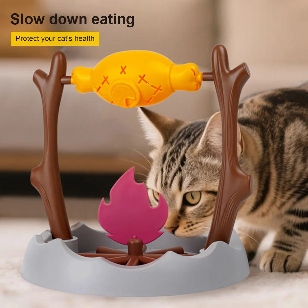 Cats Treat-Dispensing Slow Feeder Rotating Snack Bowl