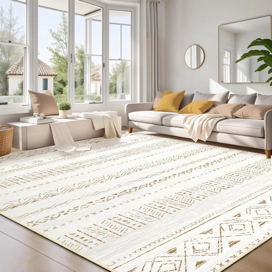 Soft Machine Washable Bohemian Moroccan Area Rug for Living Room