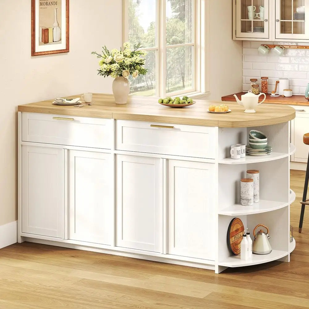 XMSJ Modern Kitchen Island With Storage And Seating