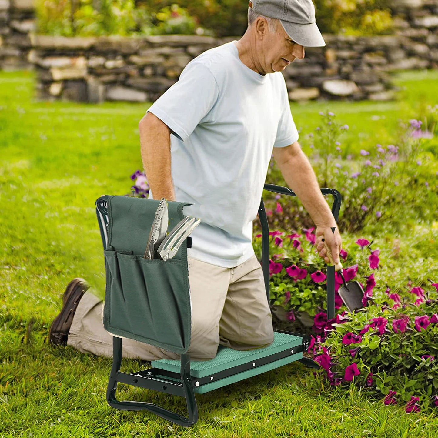 Foldable Garden Kneeler Seat With Soft EVA Pad