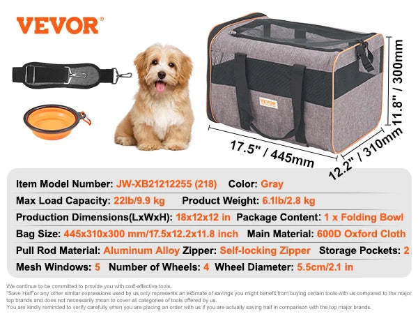 Pet Cat Carrier Backpack With Wheels And Telescopic Handle For Travel
