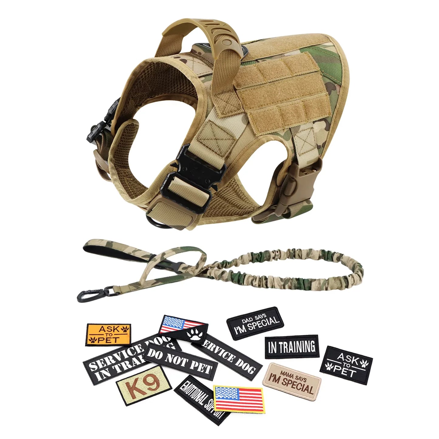 Military Tactical Dog Harness Vest Set For Malinois Training