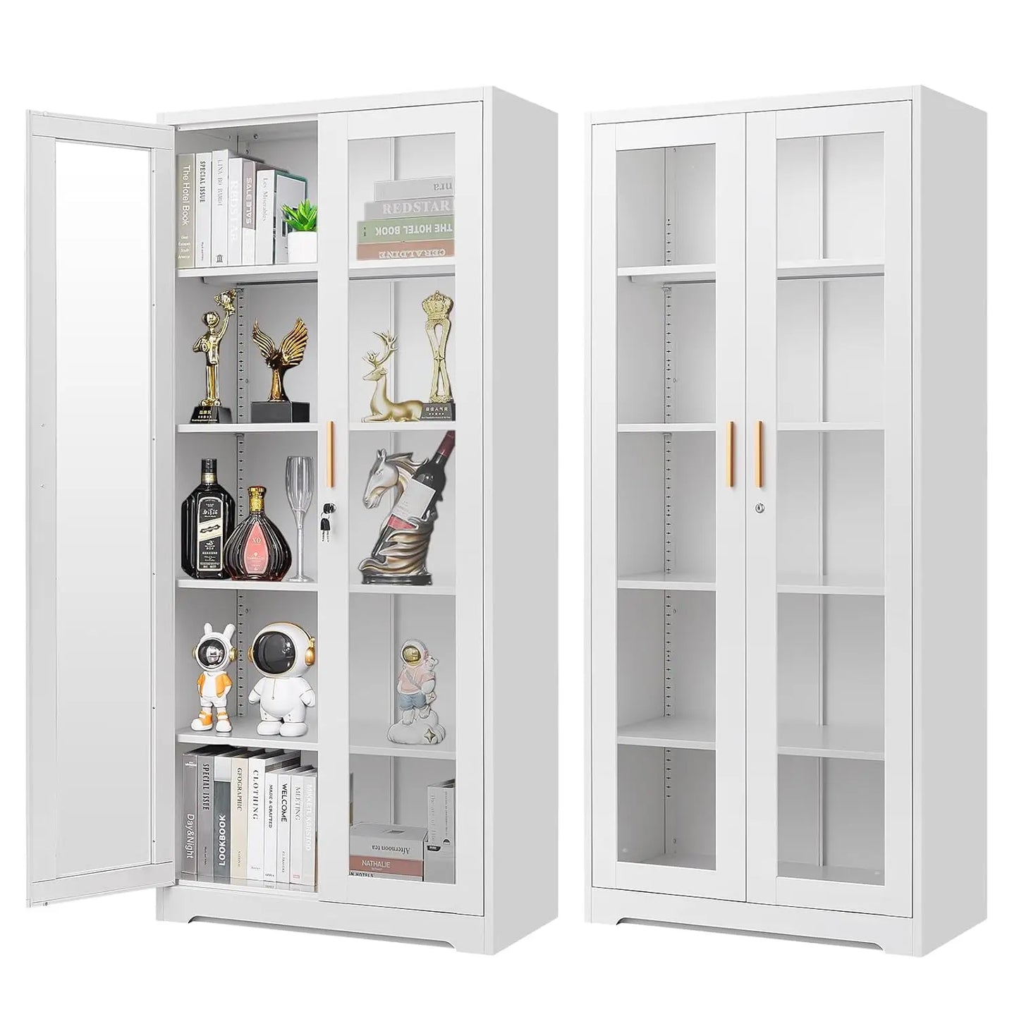 Glass Door Display Cabinet Curio Cabinet With Lock