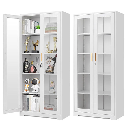 Glass Door Display Cabinet Curio Cabinet With Lock