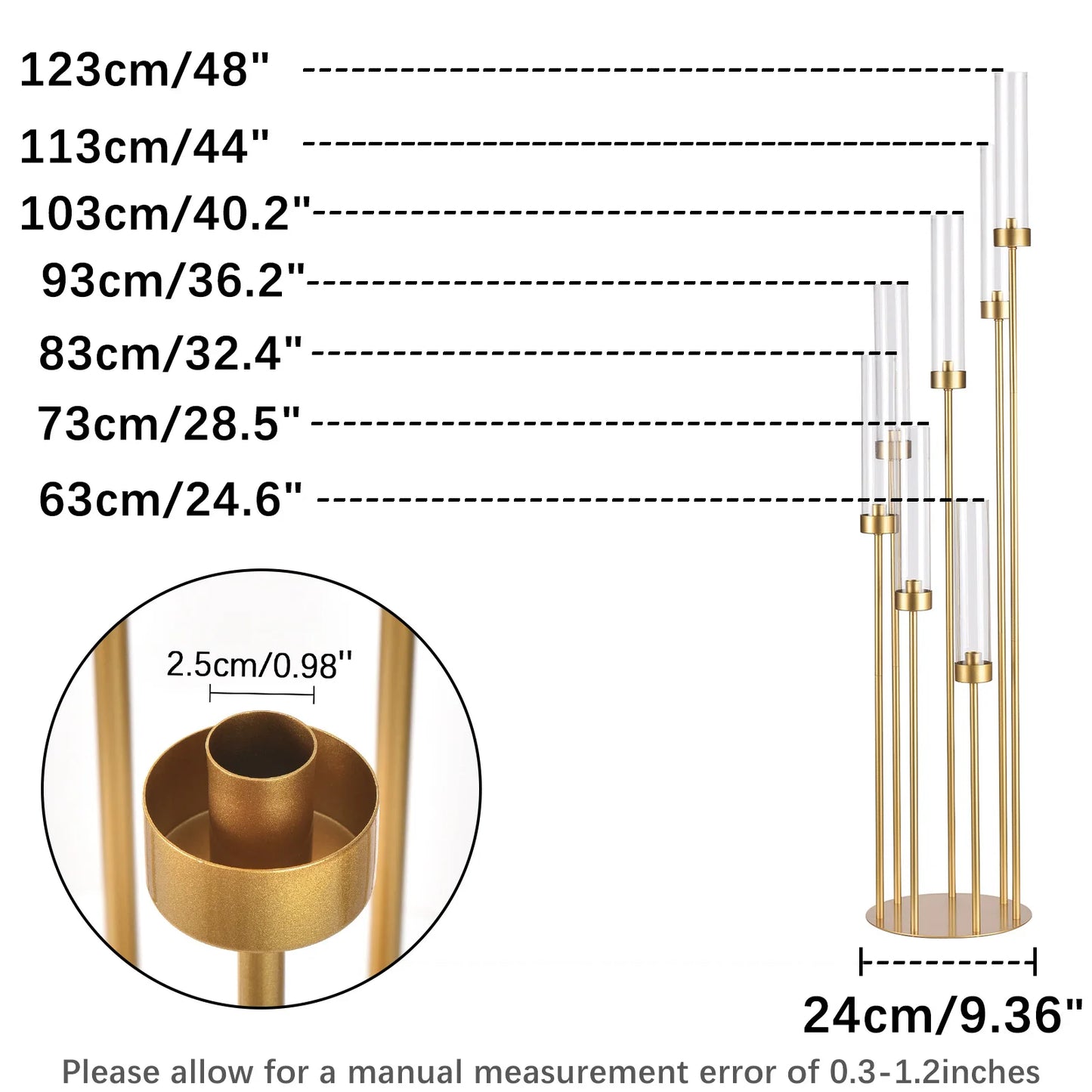 VINCIGANTCandle Seven Arm Floor Candelabra Centerpiece Set