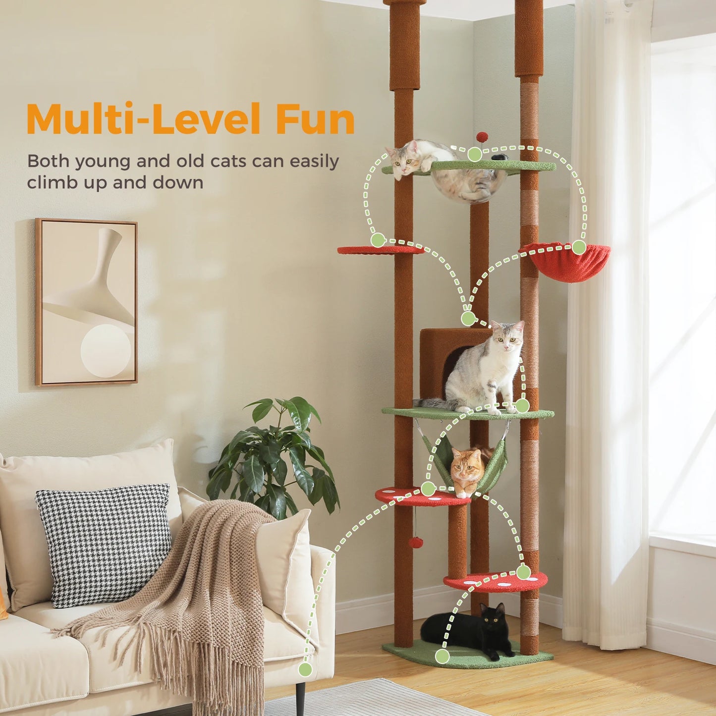PAWZ Road Tall Floor To Ceiling Cat Tree