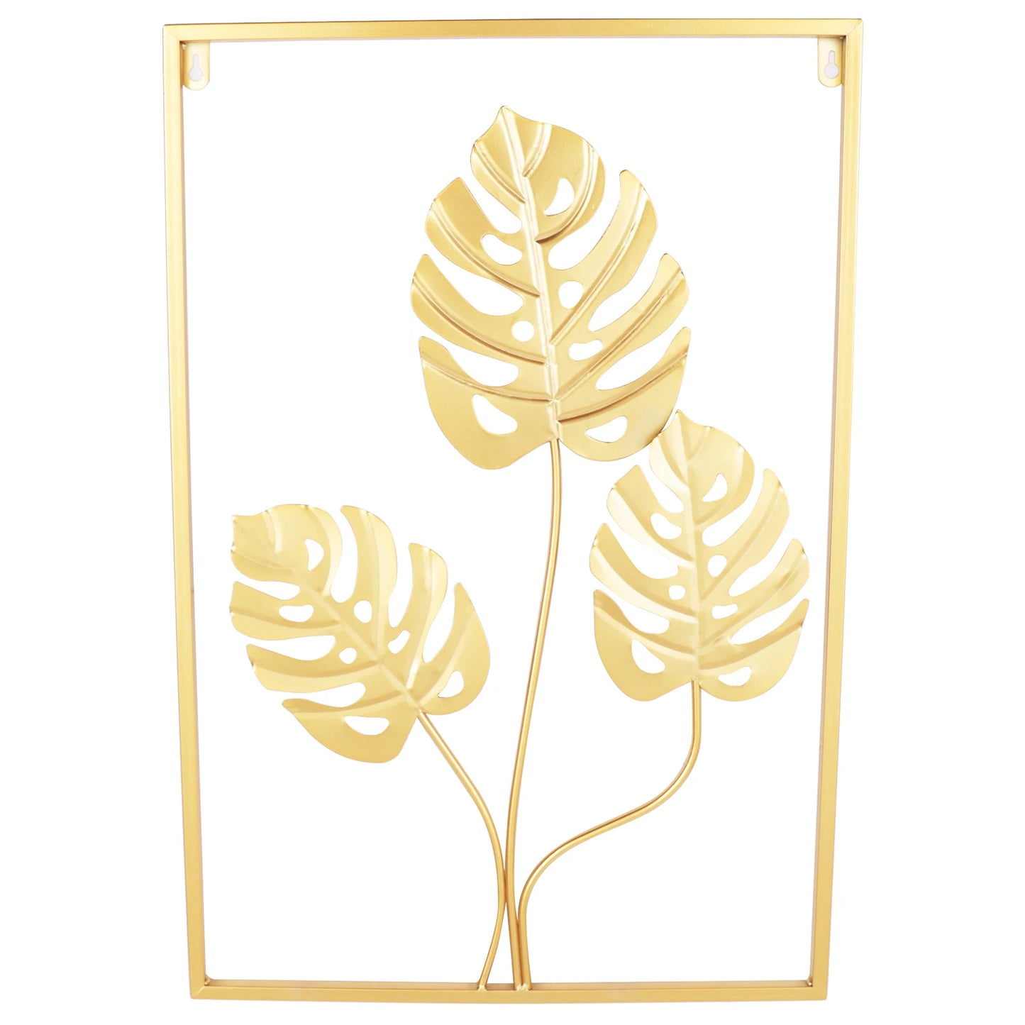 Bymaocar Gold Metal Wall Art Set With Three Leaf Patterns