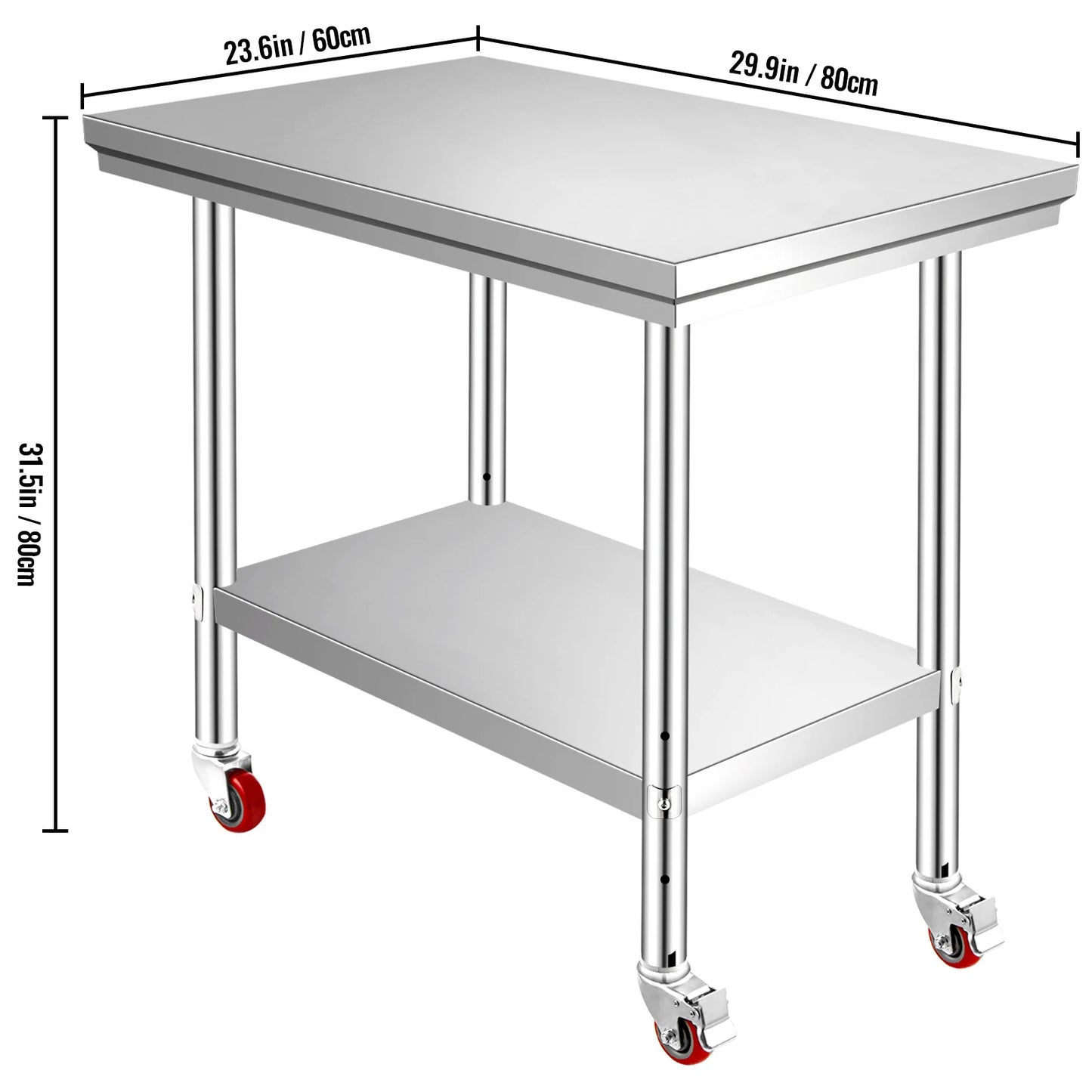 SucceBuy Stainless Steel Kitchen Prep Table With Caster Wheels