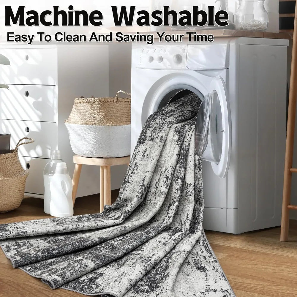 Abstract Kilim Area Rug Washable Stain Resistant Anti Slip Backing