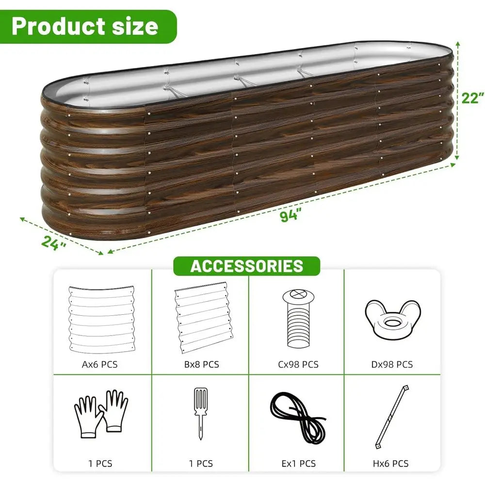 Galvanized Steel Raised Garden Bed Set Durable Rust Resistant