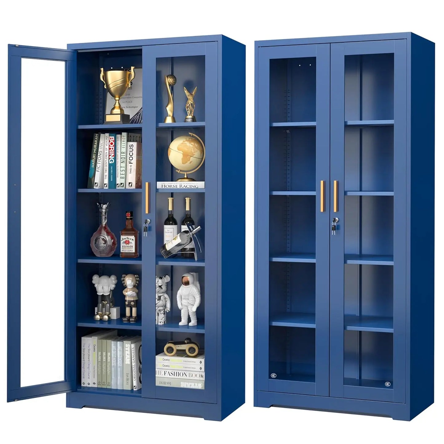 Glass Door Display Cabinet Curio Cabinet With Lock