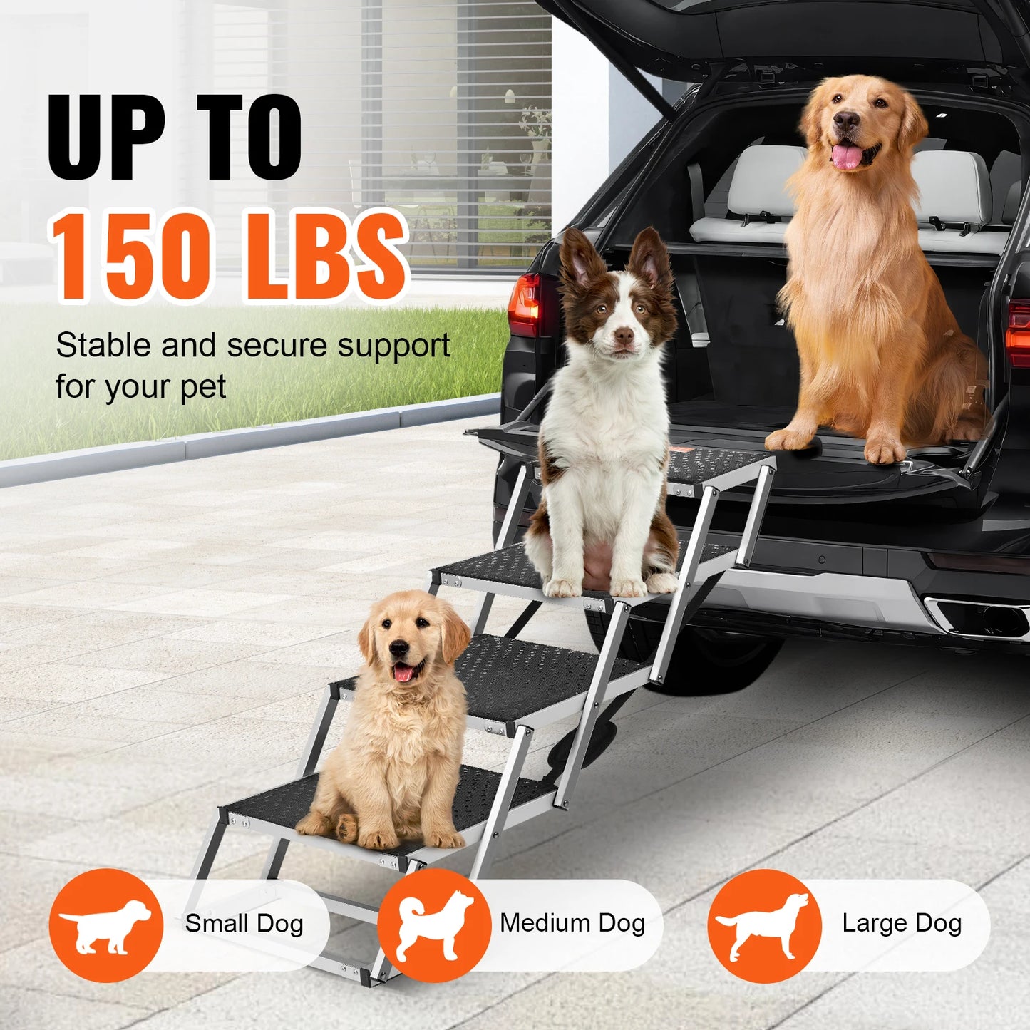 SucceBuy Folding Dog Car Steps Aluminum Portable Pet Stair