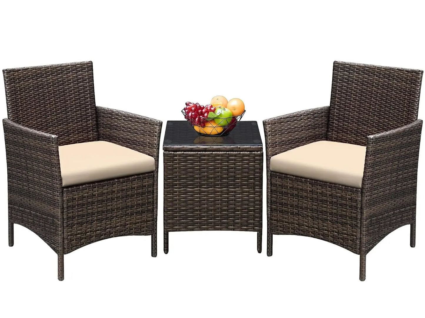 XIAOLANG 3 Piece Outdoor Patio Rattan Wicker Furniture Set