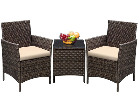XIAOLANG 3 Piece Outdoor Patio Rattan Wicker Furniture Set