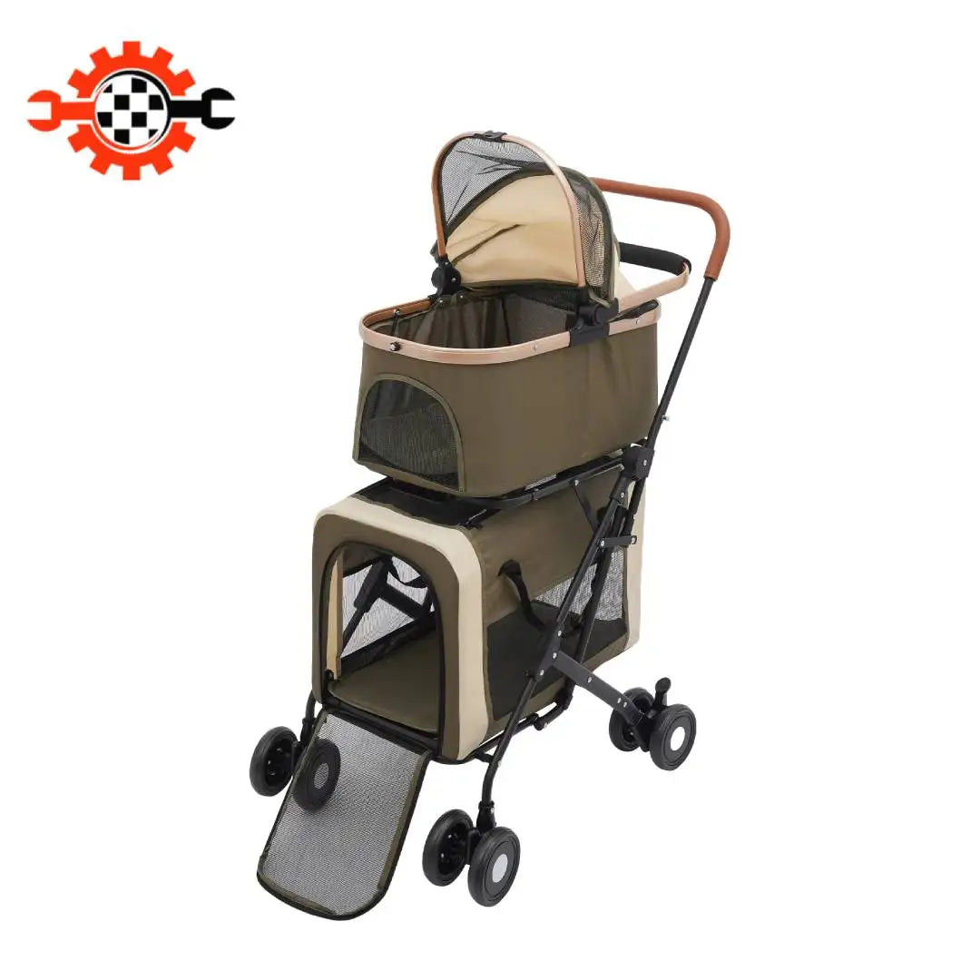 Bymaocar Foldable Pet Stroller For All Pets Two Tier Design
