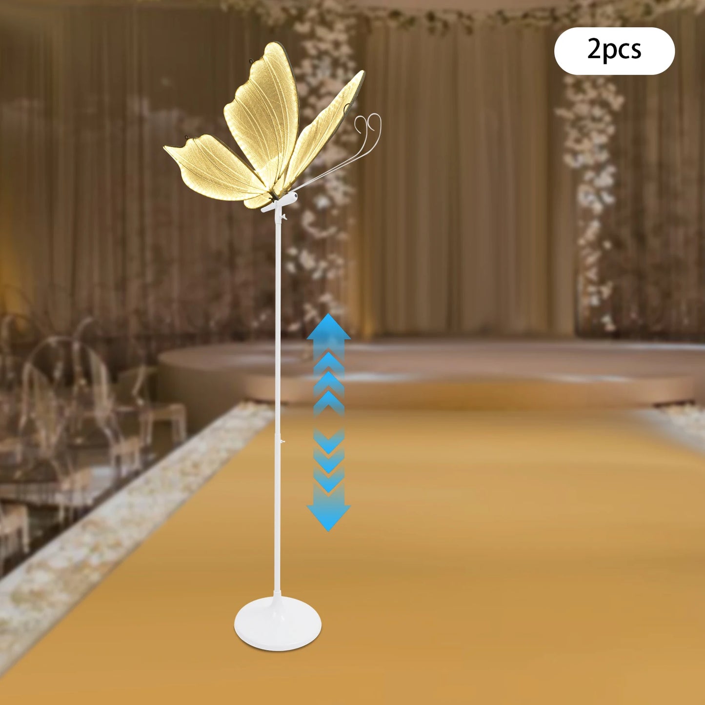2-Pack Romantic Butterfly Floor Lamp Set With LED Wedding Lights