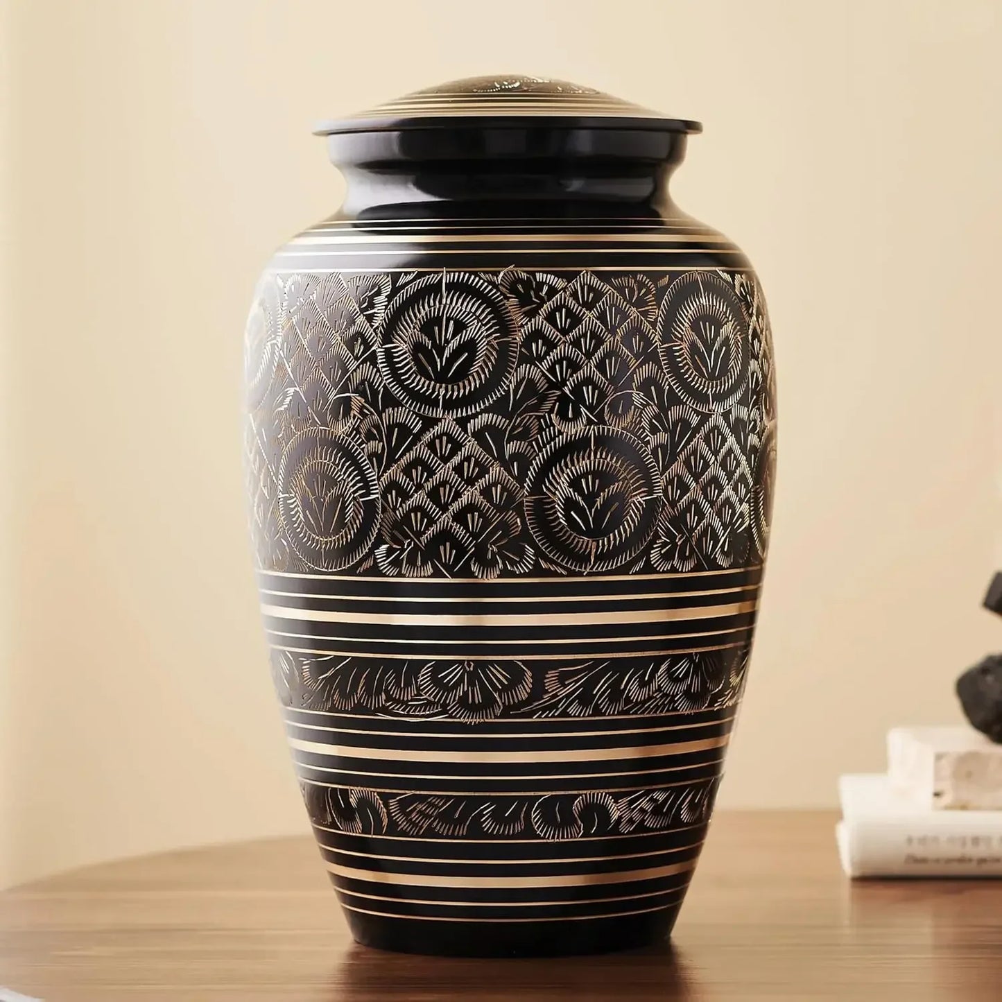Platinum Brass Cremation Urn For Adult Ashes Handcrafted Memorial