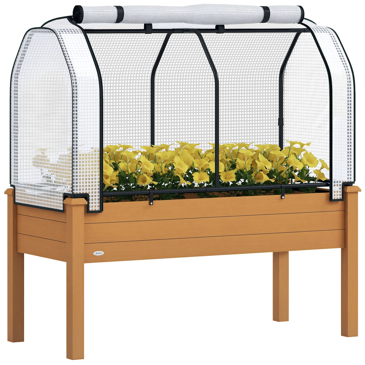 Outsunny Raised Wooden Planter Box For Outdoor Gardening