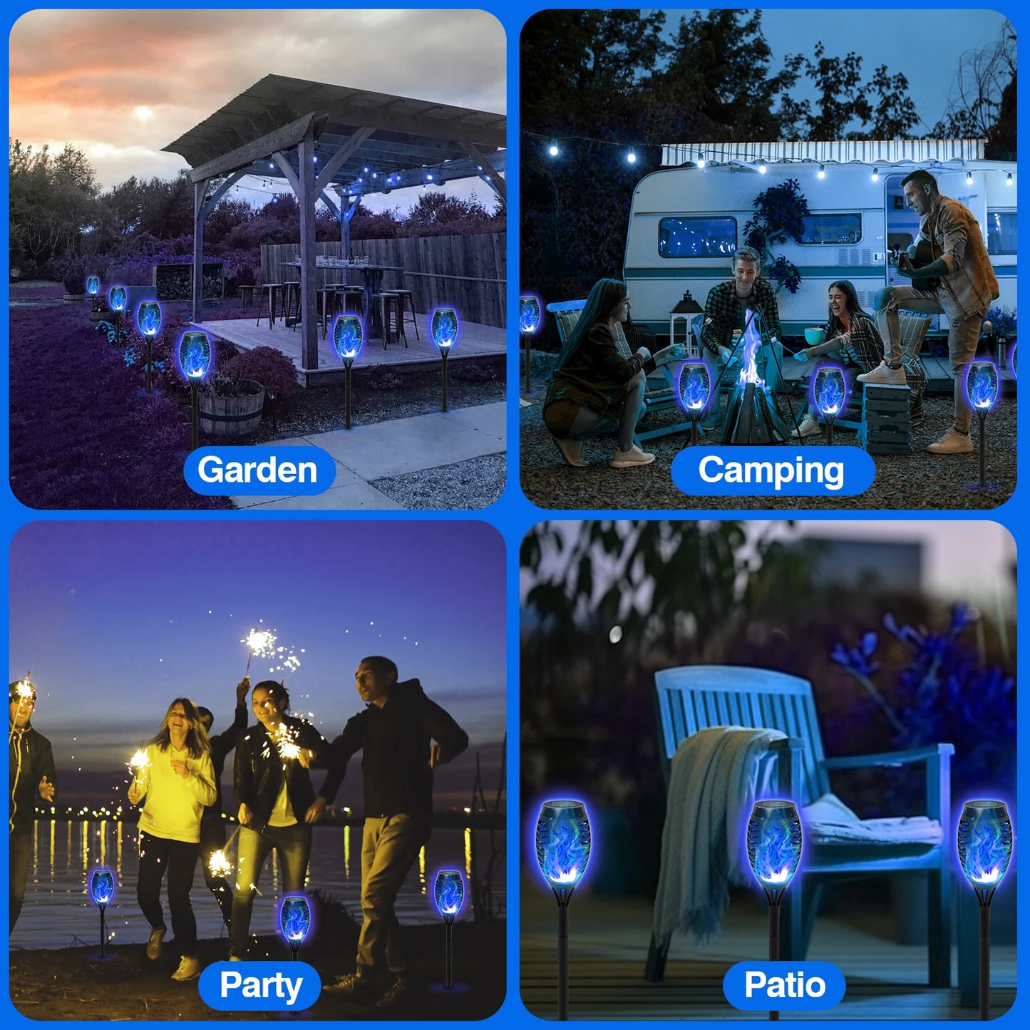 12 LED Solar Flame Torch Lights Outdoor Garden Decoration Waterproof