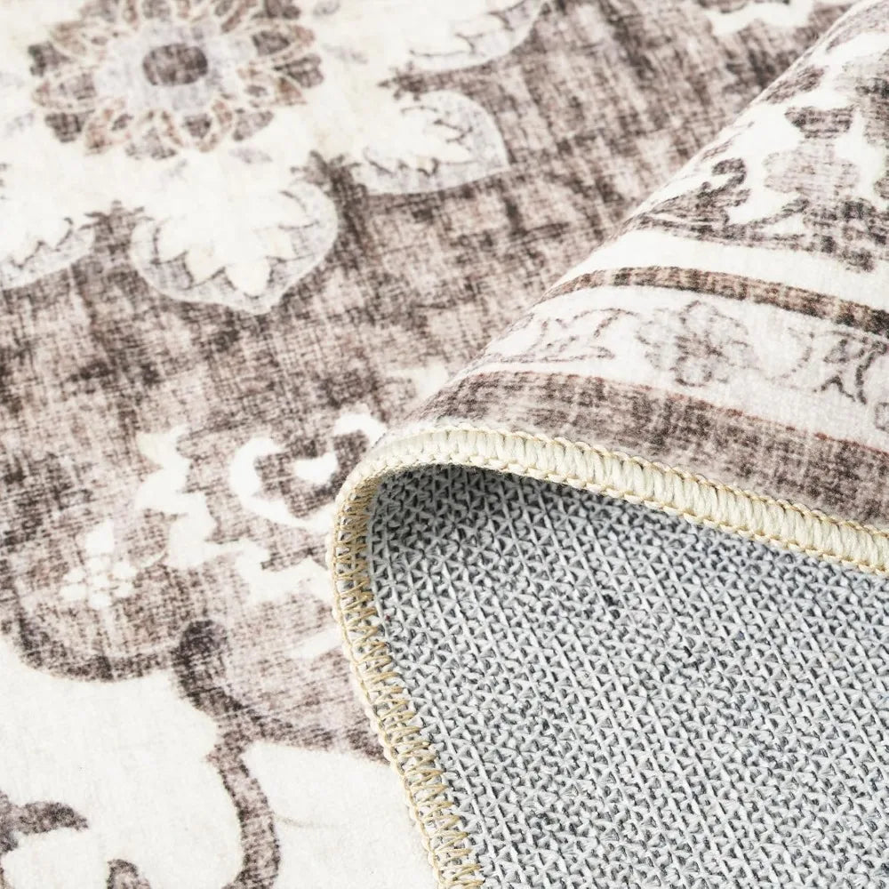 Washable Oriental Area Rug Tufted Indoor Geometric Pattern