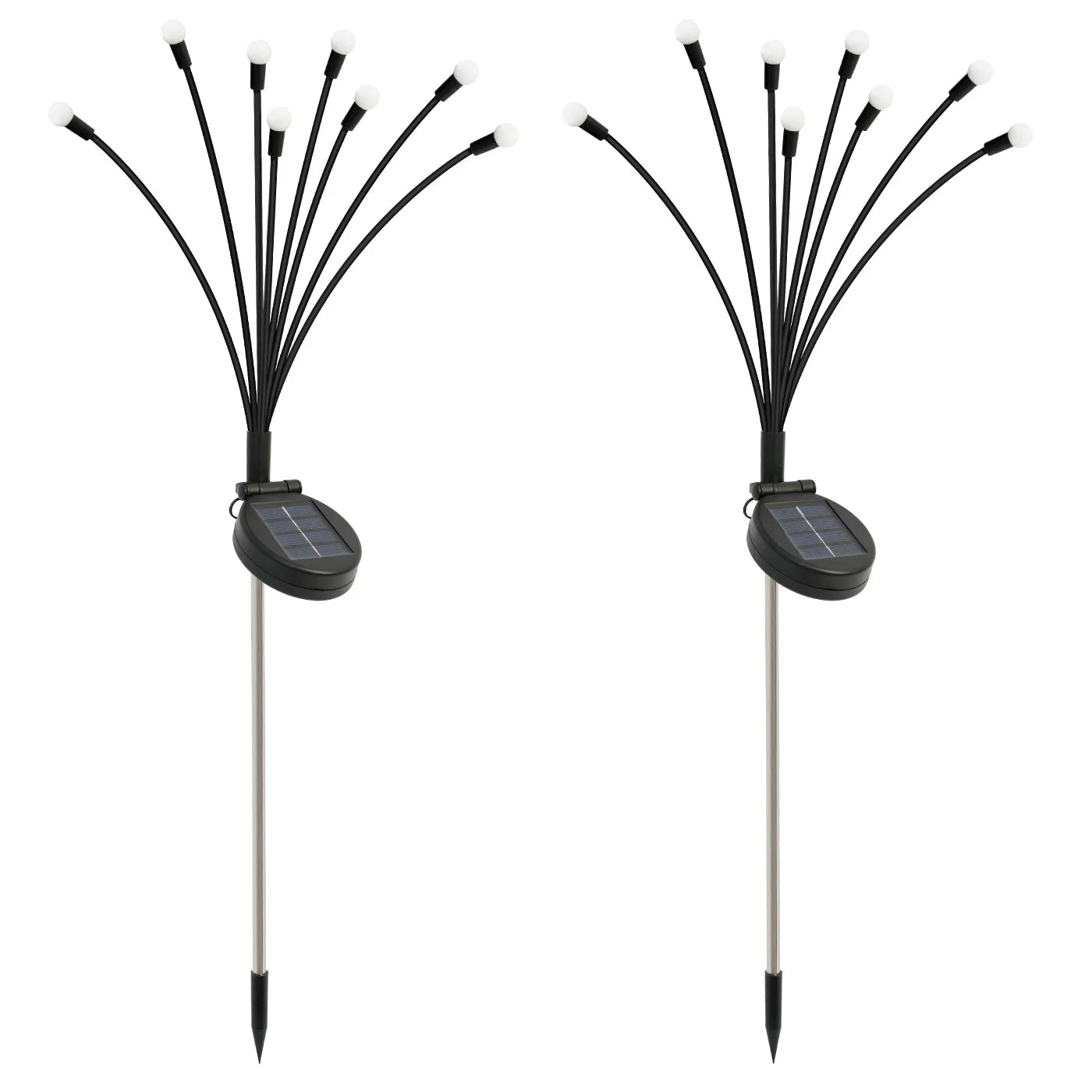 2-Pack 8-Head Solar Firefly Lights Outdoor Pathway Decorative IP65 Waterproof