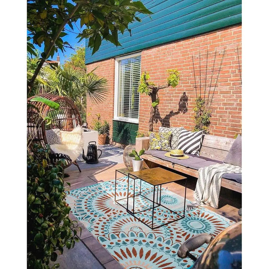 Dixsg Reversible Outdoor Indoor Plastic Straw Rug Mat