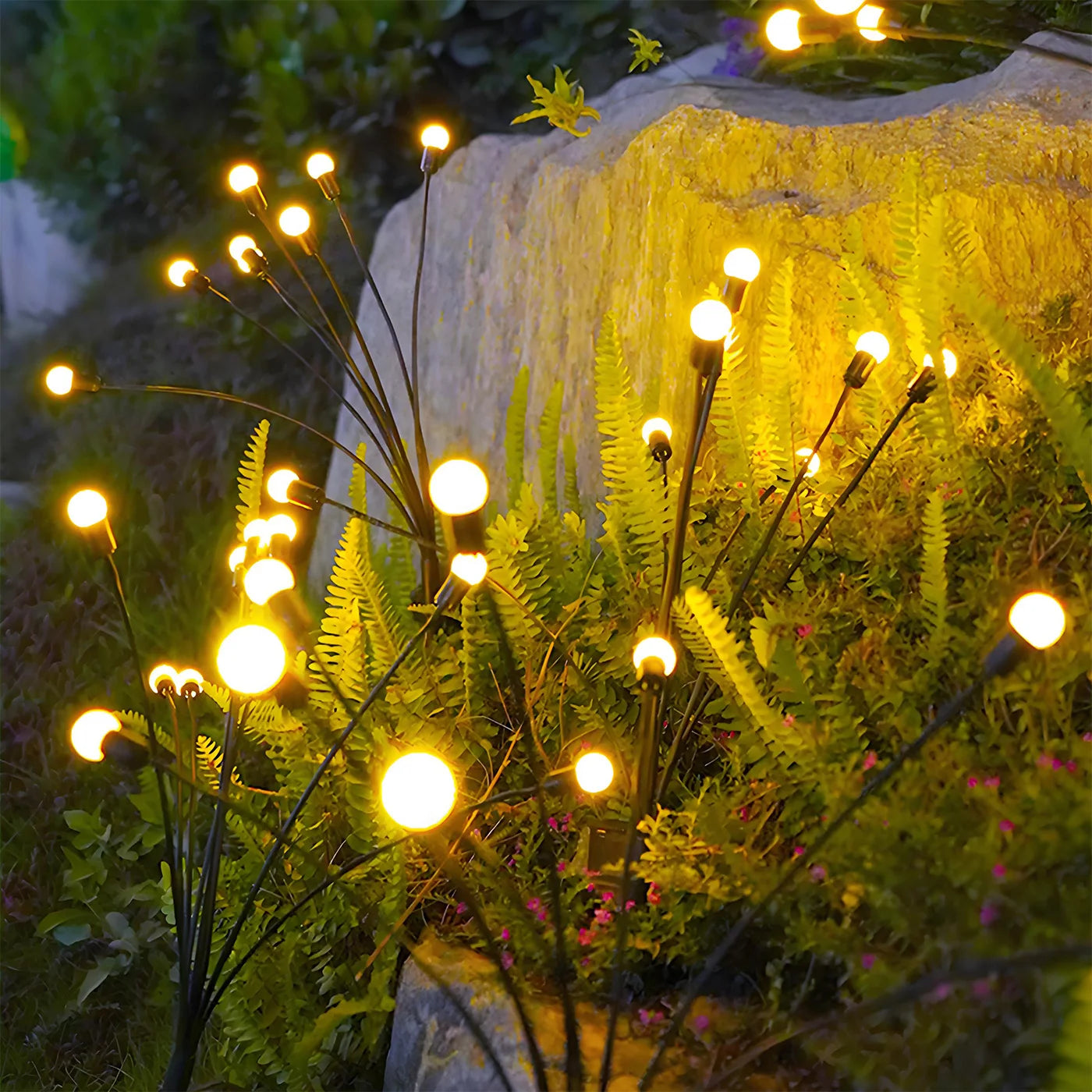 2-Pack 8-Head Solar Firefly Lights Outdoor Pathway Decorative IP65 Waterproof
