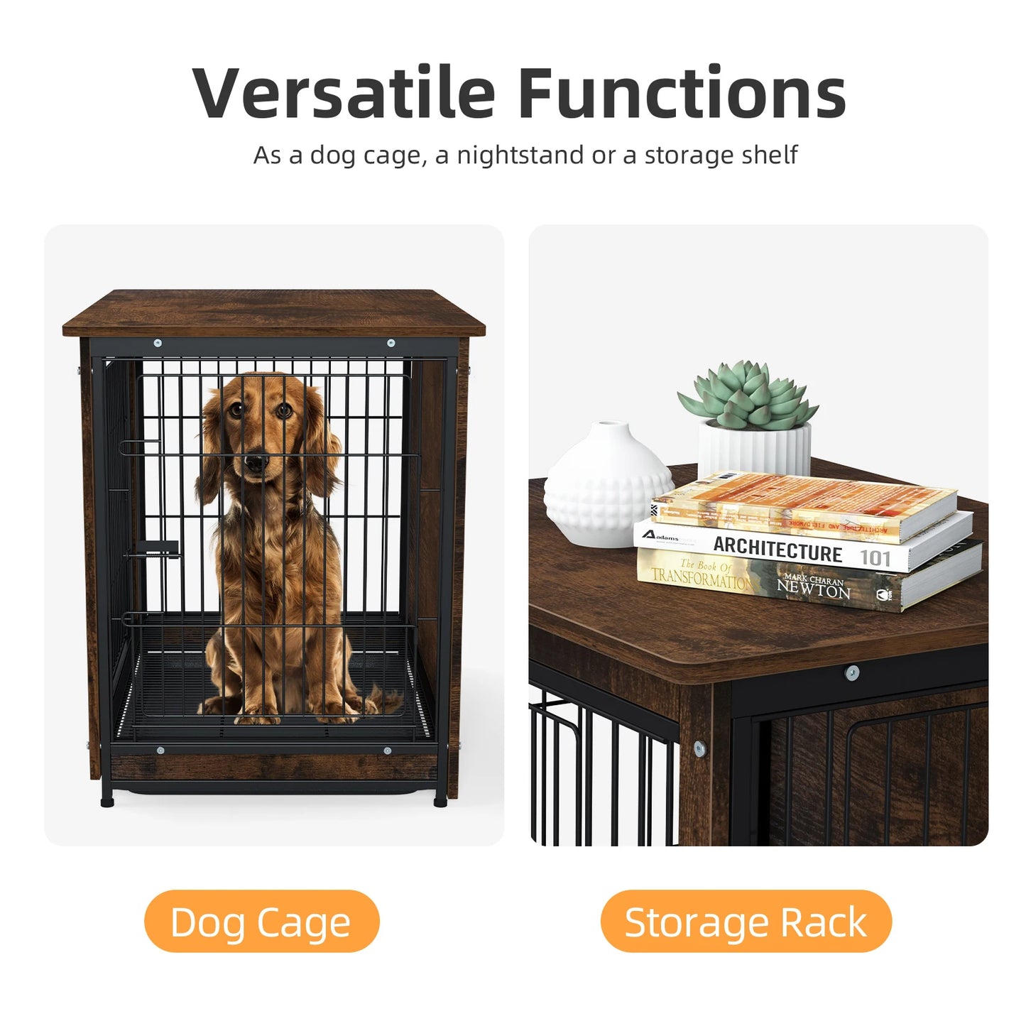 BINGOPAW End Table Dog Crate With Removable Tray