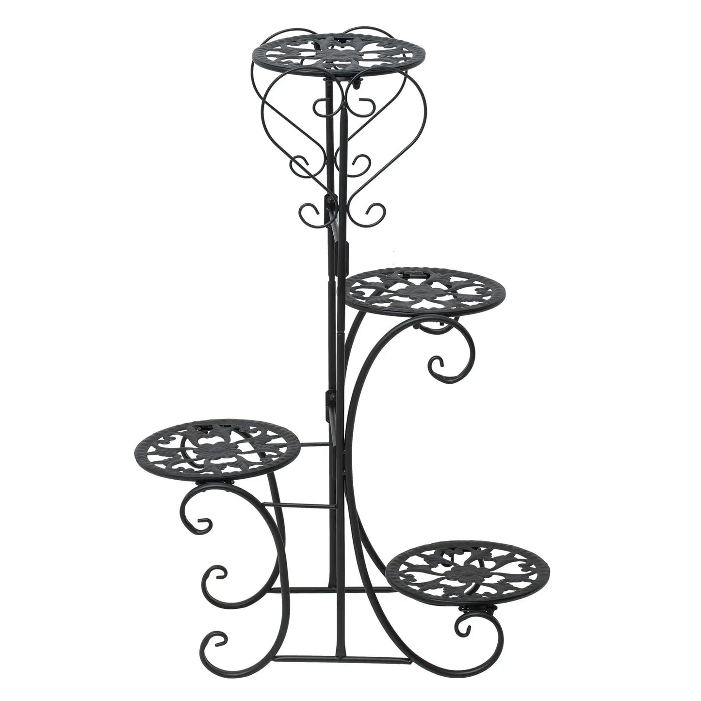 Wrought Iron Plant Stand for Four Pots Outdoor Garden Decor