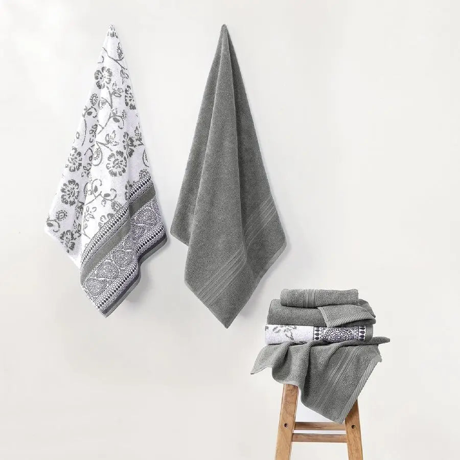Towel Set 6 Piece Premium Jacquard Yarn Dyed Bath Towels