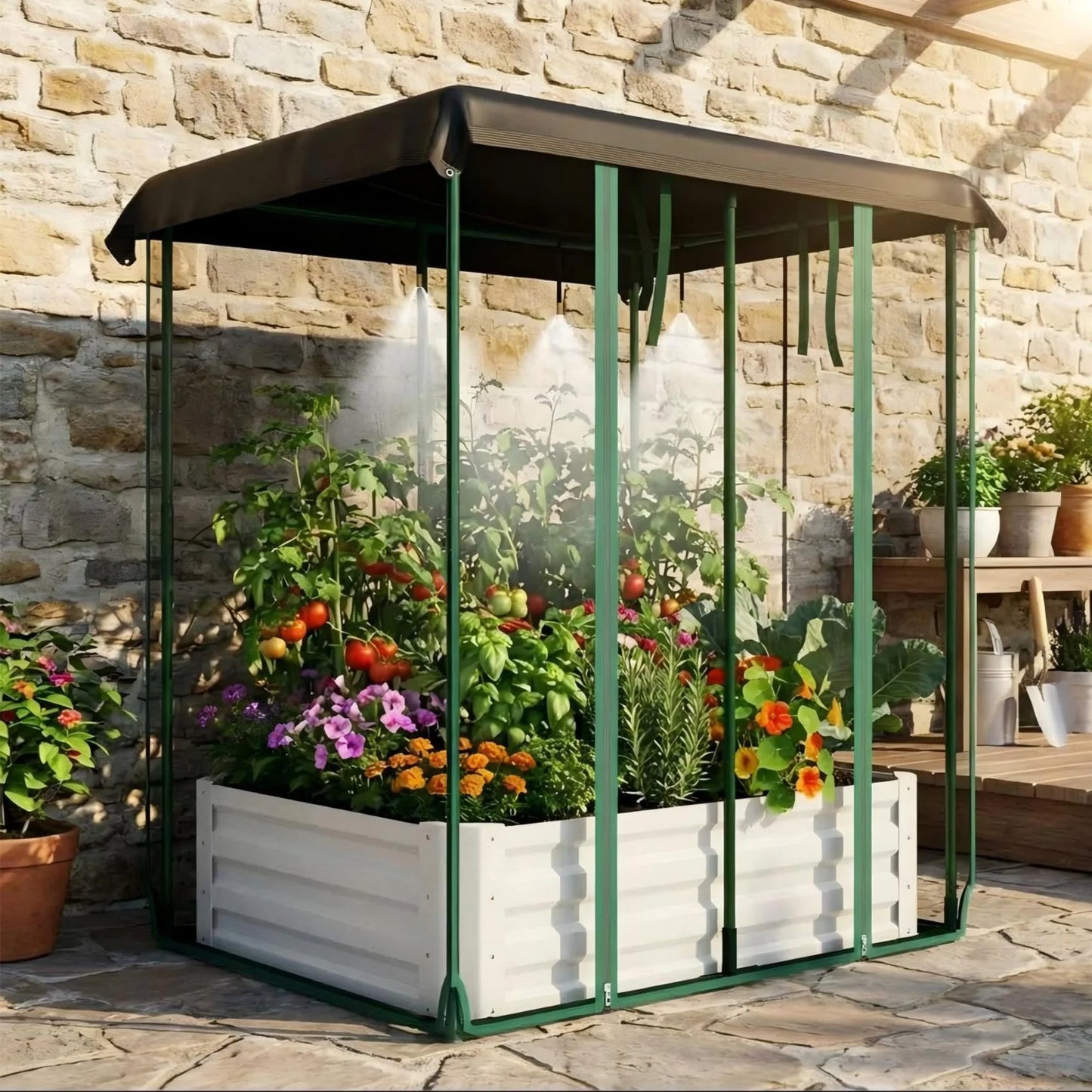 HiMISS 3in1 Raised Garden Bed Kit Metal Planter Box