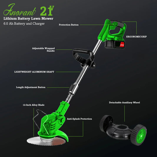 Cordless Lawn Trimmer Weed Wacker Edger With Two Batteries