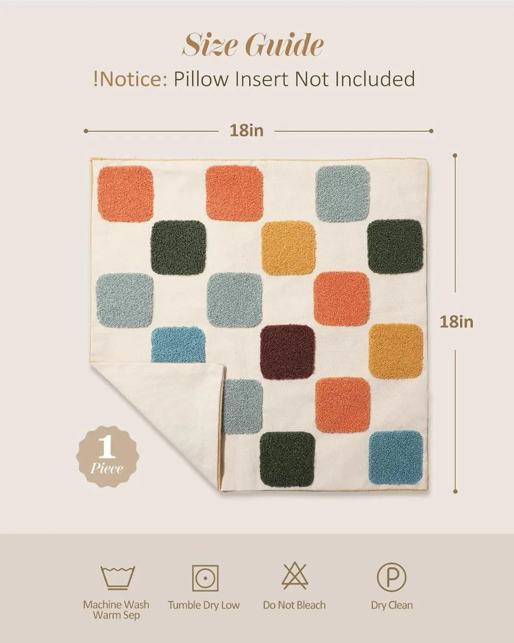 Embroidered Modern Geometric Throw Pillow Cover With Zipper Canvas