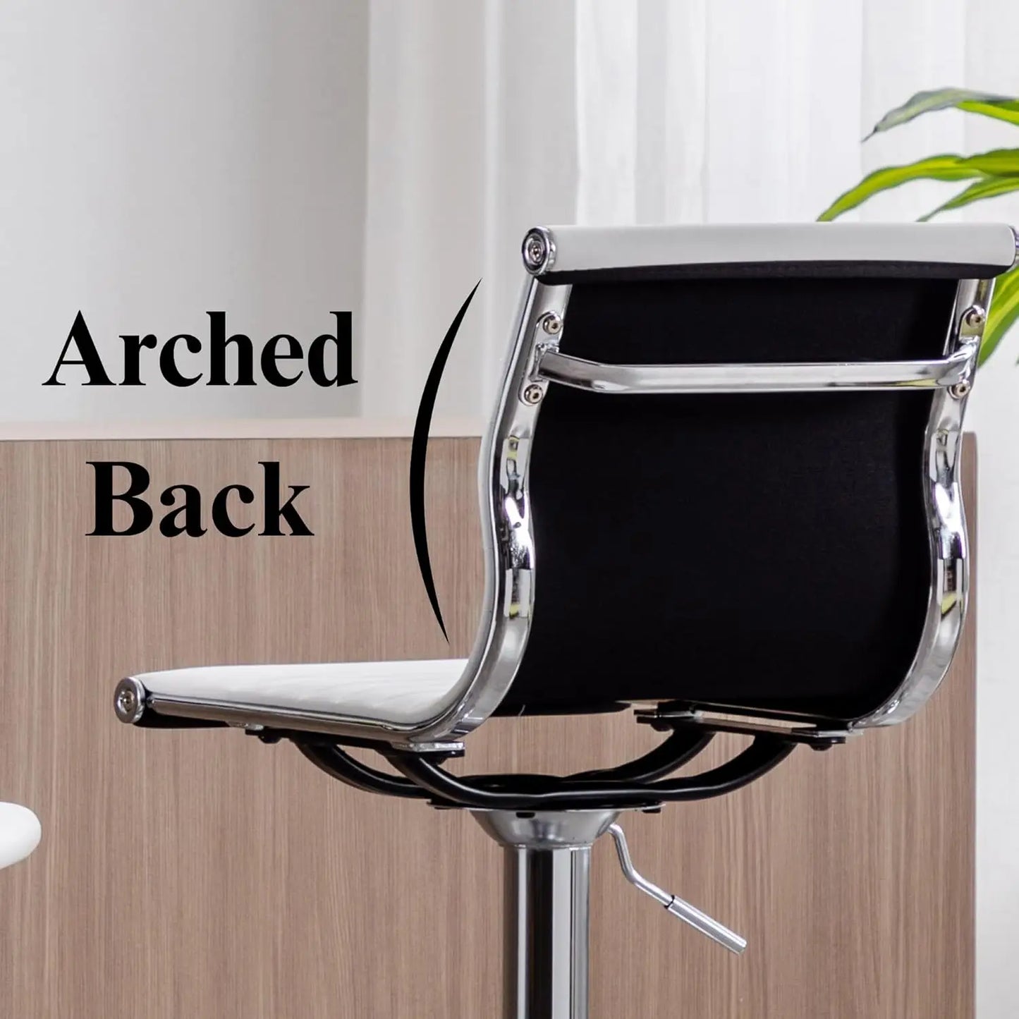 GUANGBAI Swivel Bar Stools With Back Set 2 Faux Leather