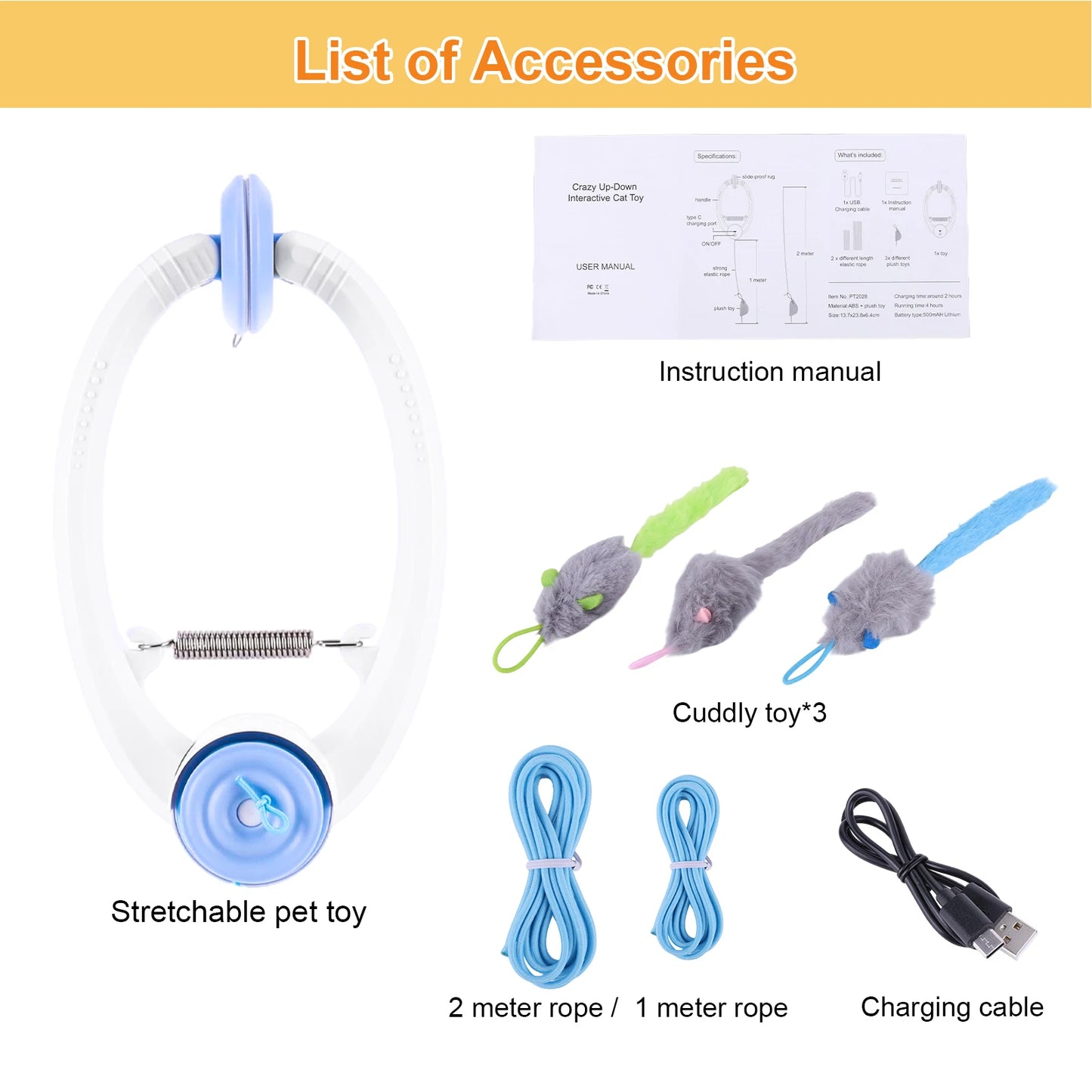 Teaser Electronic Self Play Cat Toy With 3 Catnip Mice