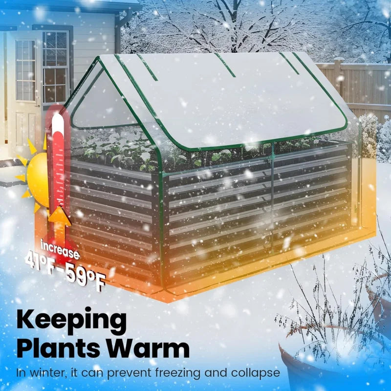 Galvanized Raised Garden Bed With Cover Outdoor Planter Box Grow Bed