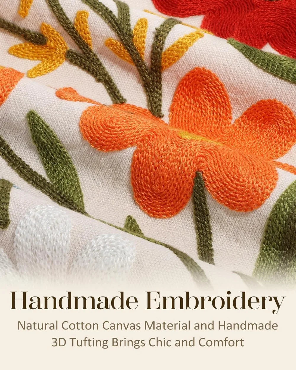Boho Embroidered Pillow Cover With Zipper Cushion Case