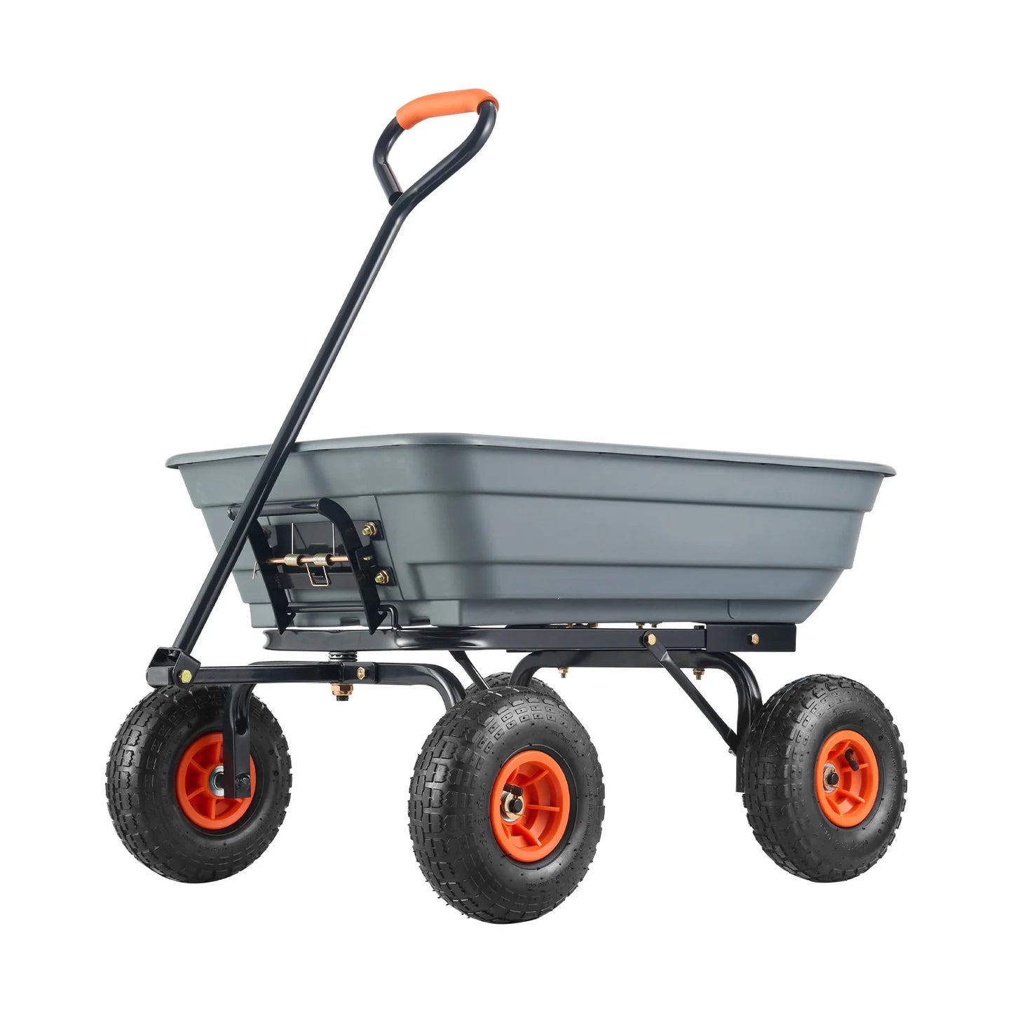 SucceBuy Poly Garden Dump Cart With Steel Frame 2-In-1 Handle