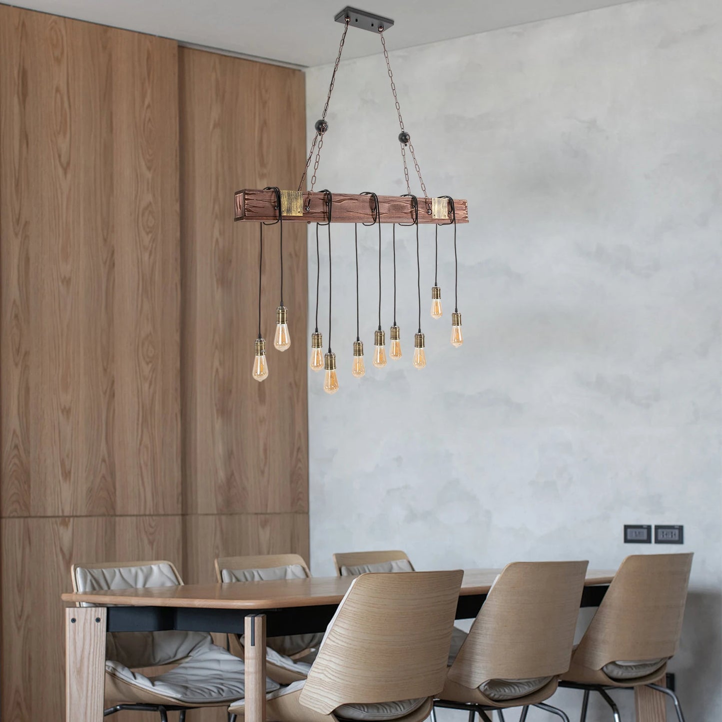 Vintage Wood Ceiling Chandelier Pendant Light E26 For Loft Bar