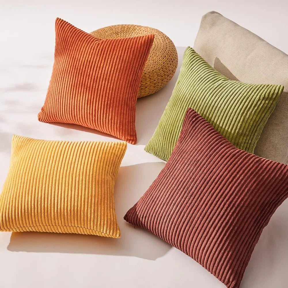 Corduroy Throw Pillow Covers Set Of 4 For Sofa Decor