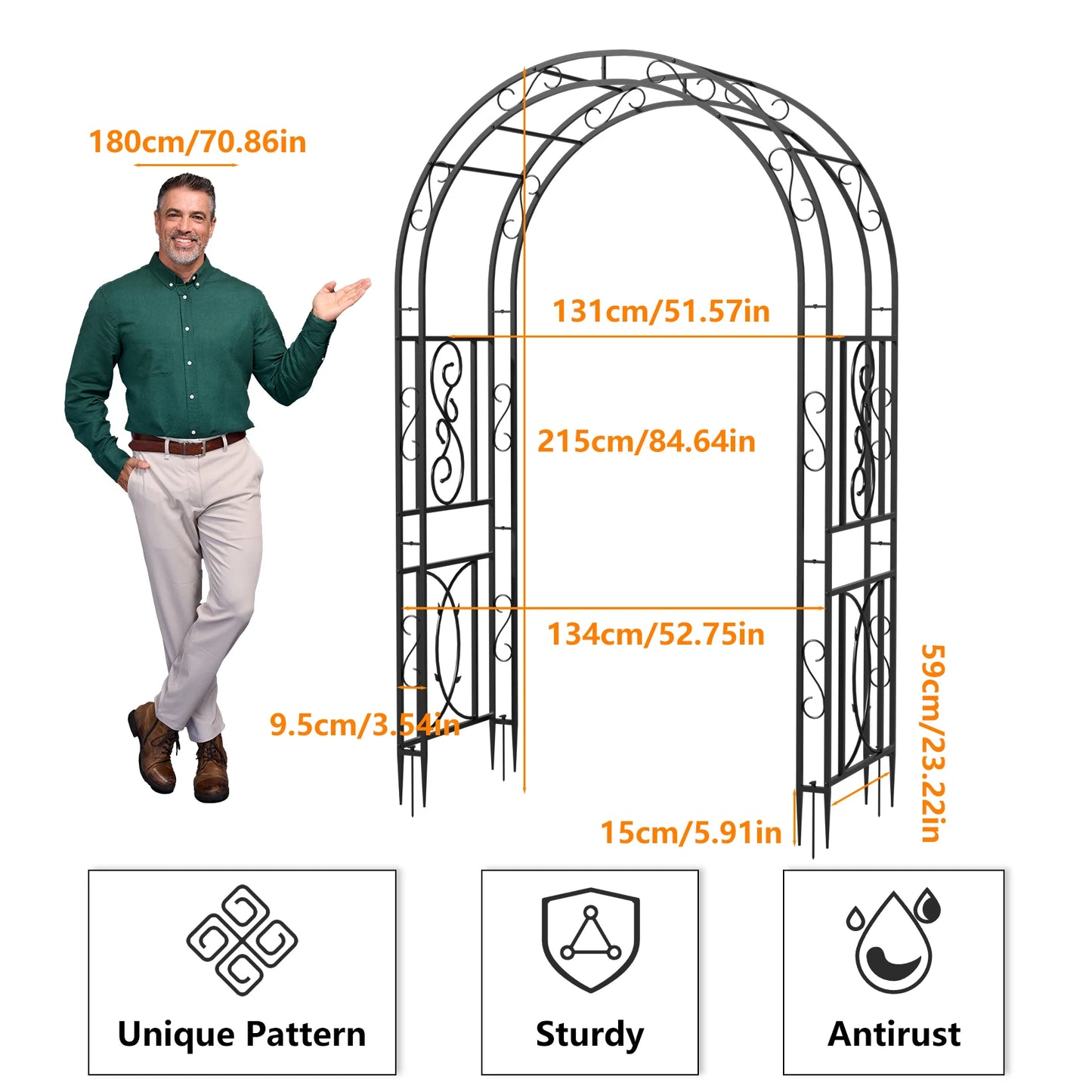 Heavy Duty Metal Garden Arbor Trellis Frame For Climbing Plants