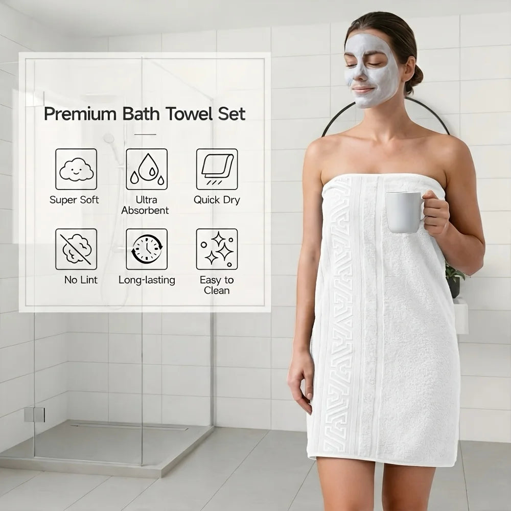 Cotton Bath Towel Set Absorbent And Quick Dry Premium