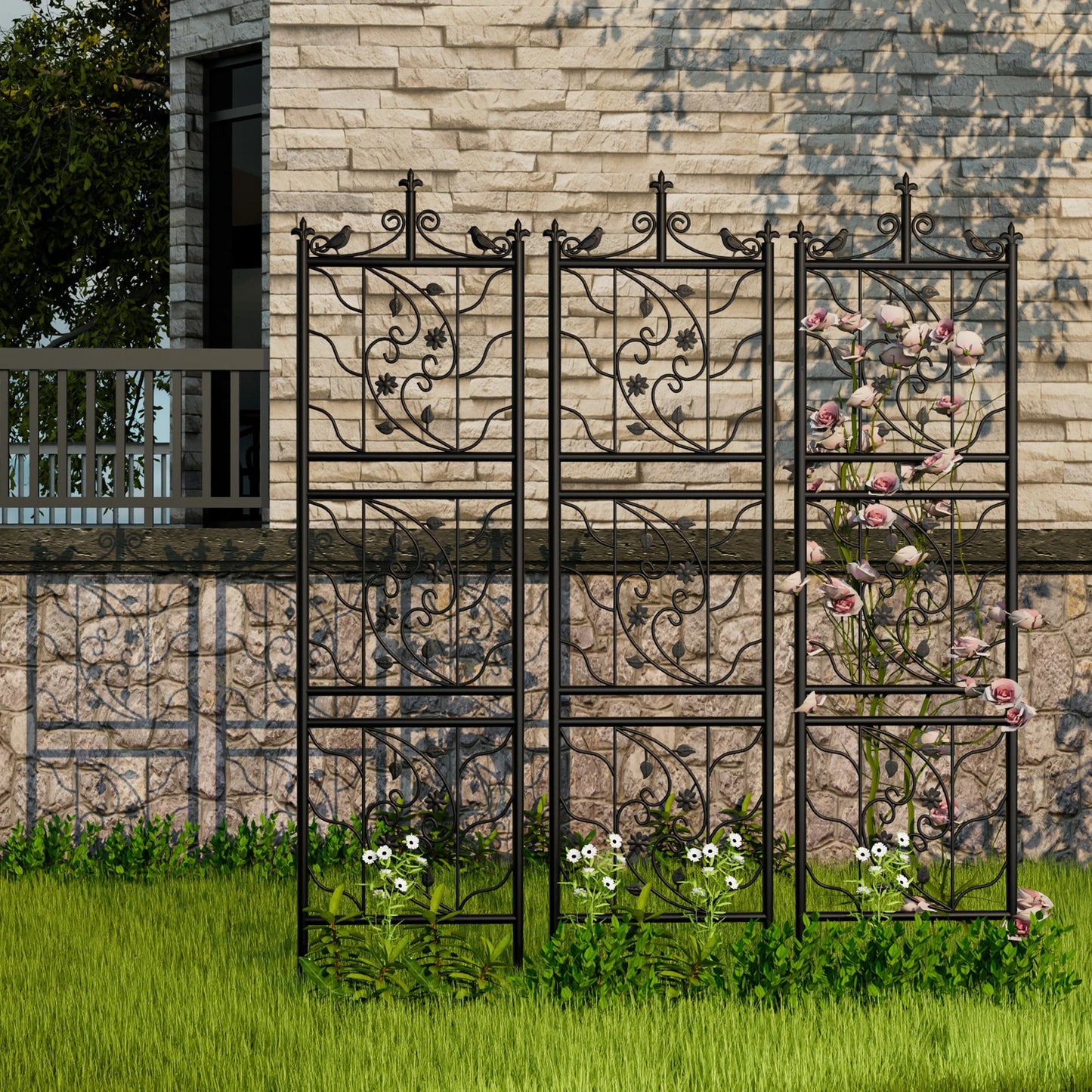 Garden Trellis Outdoor Metal Fence Decorative Lattice Panel For Climbing Plants