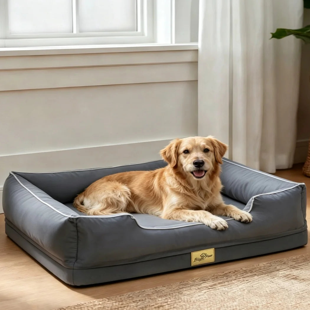 BORWART Orthopedic Dog Bed With Removable Cover And Bolster Sides